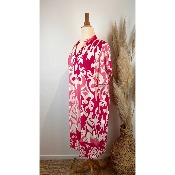 Robe viscose imprimée grande taille fushia / rose