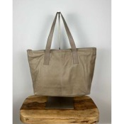 Sac cuir souple petit cabas taupe clair