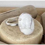 Bague cabochon howlite en argent 925 grande taille