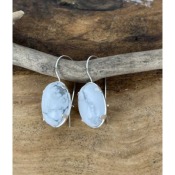 Boucles d'oreilles bohme cabochon howlite en argent 925