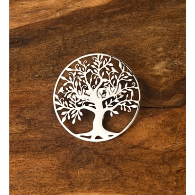 Broche arbre de vie cerclé acier inoxydable