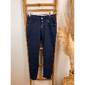 Pantalon jean bleu navy froissé boutons Karostar du 38 au 48