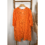 Kimono mi-long dentelle bohème grande taille