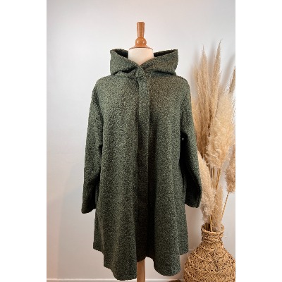 Manteau à capuche laine bouclette grande taille
