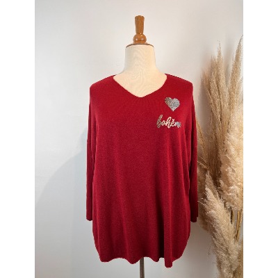 Pull coeur bohème grande taille