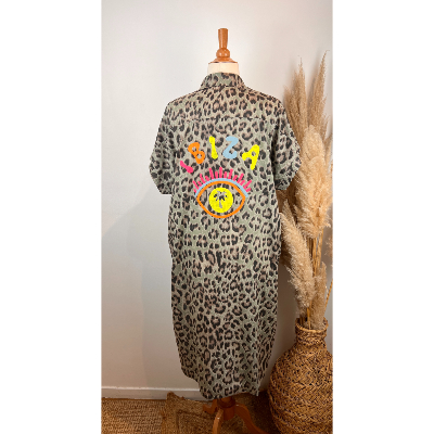 Robe chemise en coton léopard Ibiza grande taille