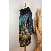Robe imprimé naïf forêt + écharpe grande taille