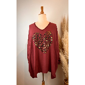 Tunique coton & tencel cœur léopard grande taille