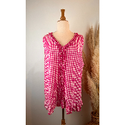 Tunique sans manches vichy froufrous grande taille