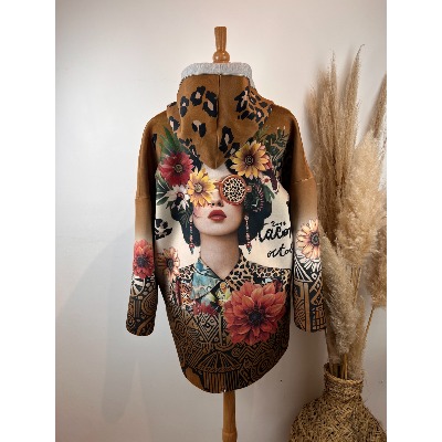 Veste velours sweat inspiration Frida oversize jusqu'au 48/50