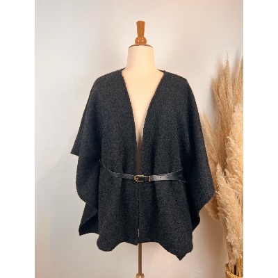 Cape laine bouillie + ceinture grande taille