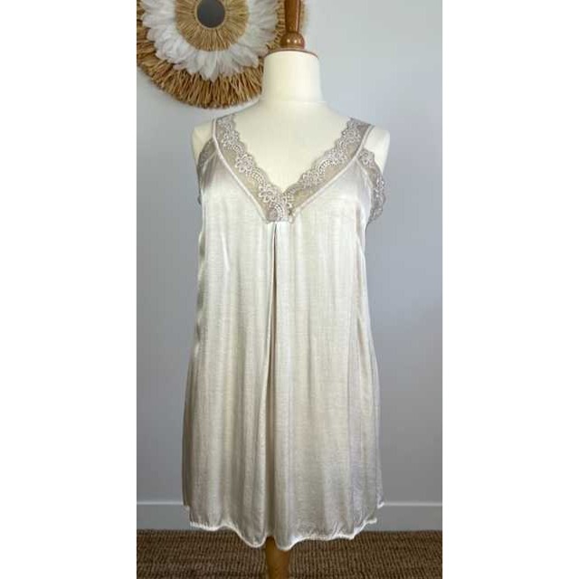 Sous Robe Femme Fond De Robe Mi-Long Avec Dentelle 100% Viscose