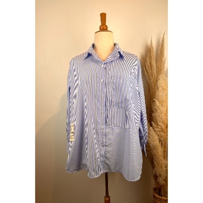 Chemise rayée à patchs grande taille