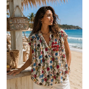 Chemise sans manches imprimé fleuri grande taille