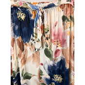 Palazzo pantalon fluide imprimé floral fleurs bleues grande taille