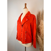 Veste perfecto en suédine grande taille rouge orangé