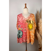 Pull lurex manches courtes bandana smiley grande taille