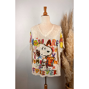 Pull lurex manches courtes Snoopy grande taille