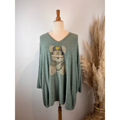 Pull ourson vert oversize 56-58 grande taille