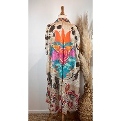 Robe bohème kimono tête de mort cactus grande taille