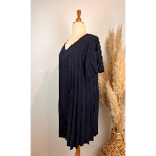 Robe plissée manches courtes grande taille