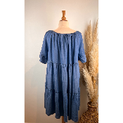Robe tencel volantée col élastiqué grande taille