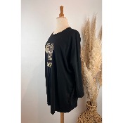 T-shirt coton manches longues cœur léopard happy grande taille