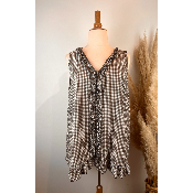 Tunique sans manches vichy froufrous grande taille
