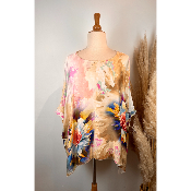Tunique oversize imprim�e pivoines soie & viscose grande taille