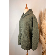 Veste capuche coton imprimé floral matelassé grande taille