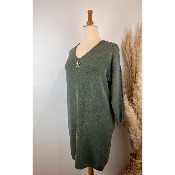 Robe pull mailles uni + broche amovible grande taille