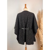 Cape laine bouillie + ceinture grande taille