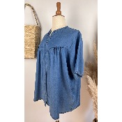 Blouse chemise en tencel bleu grande taille