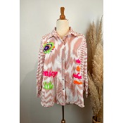 Chemise rayée brodée oeil grande taille