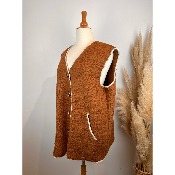Gilet sans manches uni sherpa grande taille