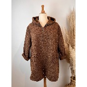 Manteau � capuche effet laine bouillie duveteuse grande taille