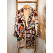 Manteau en suédine fleur multicolore oversize