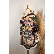 Manteau veste sherpa camouflage tête de mort calavera grande taille