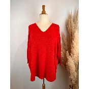 Pull col V uni grande taille