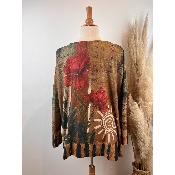 Pull lurex manches longues Frida fleurs soleil Grande Taille