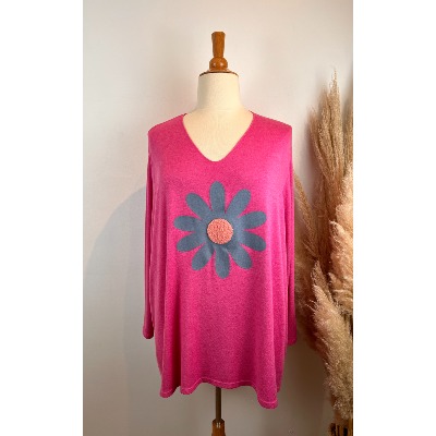 Pull fleur marguerite grande taille
