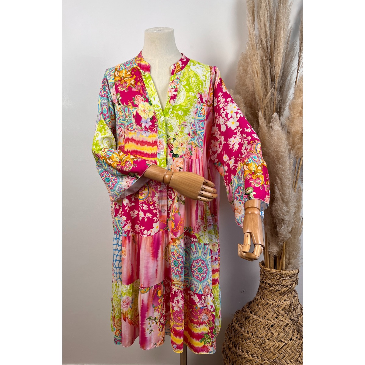 Haut Chacok T1 Chedid - Imprimé Fleuri Bohème, Viscose & Soie, Taille 36/38, Léger Et Drapé