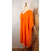 Robe longue en gaze de coton unie grande taille 