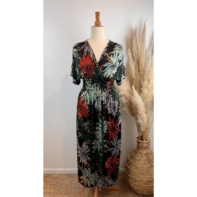 Robe longue magique du 38 au 52 imprimée fond noir