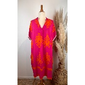 Robe viscose imprime grande taille fushia / orange