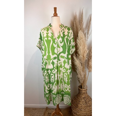 Robe viscose imprimée grande taille verte