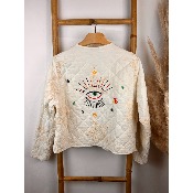 Veste courte coton œil brodé