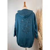 Veste sweat capuche dos tête de mort strass