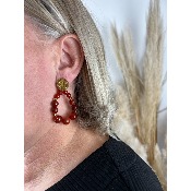 Boucles d'oreilles bohème en pierres naturelles et acier doré