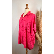 Chemise gaze de coton unie grande taille 